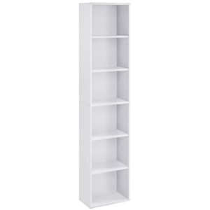 Vasagle skandinavisk stil 6 -lags reolopbevaringshylde til stue kontor soveværelse undersøgelse 40 x 24 x 178,5 cm hvid LBC167T14