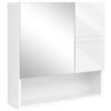 Vasagle BBK122W01 Mirrored Cabinet, badeværelse skab med højdejusterbare hylder, dør og øverste panel med højglans overflade, badeværelse, 54 x 15 x 55 cm, hvid