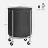 Songmics RLS001B01 Tøjvaskesorter, vaskeri på hjul, 170 liter rundt vaskeri med stålramme, aftagelig vaskeri og 4 hjul (2 med bremser), sort/sølv - Billede 5