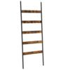 Vasagle-tæppe stige, skæve stigehylde, 5-lags håndklædeholder, 65 cm bred, stålramme, til tæpper, håndklæder, tørklæder, industriel stil, rustik brun og sort LLS011B01