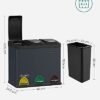 Songmics Recycling Bin, 3-in-1 Pedal Bin, 24-Liter Metal Rubbish Bin, stål, grå - Billede 5