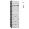 Songmics Interlocking Shoe Rack, rektangulær opbevaringsarrangør, 10 slot modulær DIY -opbevaringshylde, 40 x 30 x 17 cm for hver slot, plastgarderobe med døre, grå LPC010G01