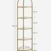 Vasagle Corner Shelf Stand, 5 -lags hjørne boghylde, tempereret glashylder, moderne stil, plantestativ med stålramme til stue, soveværelse, køkken, badeværelse, gylden farve ulgt810a01 - Billede 3