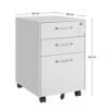 Songmics Office Chest of skuffer, Lockable File Cabinet, med 3 skuffer, kaste, til dokumenter, papirvarer og suspenderede mapper, til kontor og undersøgelse, stål, hvid ofc010w01 - Billede 4