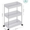 Songmics 3-lags opbevaringsvogn, køkkenvogn på hjul, smal vogn til køkken badeværelse kontor eller små rum, 42 x 22,5 x 61 cm, hvid KSC009W01 - Billede 5