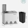 Songmics Pedal Bin, 3 X 8L Recycling Bin, 3-Compartment Metal Rubbish Bin, Waste Separation til Kitchen, Inkluder 15 skraldesposer, let at rense, stål, hvid og grå LTB24WT - Billede 5
