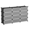 Songmics Interlocking Shoe Rack, rektangulær opbevaringsarrangør, 12-slot modulær DIY-opbevaringshyldenhed, 40 x 30 x 17 cm for hver slot, metaltrådgarderobe, sort LPC26HV1 - Billede 3