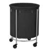 Songmics RLS001B01 Tøjvaskesorter, vaskeri på hjul, 170 liter rundt vaskeri med stålramme, aftagelig vaskeri og 4 hjul (2 med bremser), sort/sølv