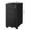 Mobile File Cabinet, Office Cabinet med hjul og lås, til A4, sort - Billede 4
