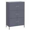 Songmics Storage Cabinet, 3-Tier Metal Office Cabinet, Multipurpose Storage Organizer Stand With 6 Doors, 65 X 36 X 105,2 cm, Max. Belastningskapacitet 15 kg pr. Hylde, grå OMC06GB
