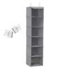 Songmics hængende opbevaring med 6 hylder garderobe skab arrangør + 2 klip, grå 30 x 30 x 130 cm (W x D X H) RCH06G