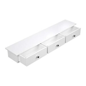 Songmics flydende væghylde med 3 skuffer, gangopbevaringshylde, 80 x 15 x 10 cm, stue, soveværelse, køkken, højglansmaling, hvid LWS085W01