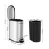 Songmics Slim Rubbish Bin, 10L pedalbakke, stål, aftagelig indre spand, sølv - Billede 3