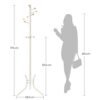 Songmics frakke rack, fritstående metal frakke træ, 11 kroge med træ ender, til frakker, hatte, tasker, 53,5 x 53,5 x 173 cm, hvid RCR028W01 - Billede 7
