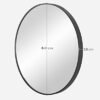 Rundt væg spejl med sort metalramme, 61 cm diameter.