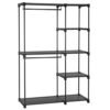 Songmics Fritstående garderobe, sammenfoldeligt skab, frakkeholder med tøjskinner, tøjstativ, åben opbevaring garderobe, opbevaringsarrangør, cloakroom, soveværelse, undersøgelse 112 x 43 x 165 cm, sort ryg24bk