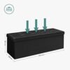 Sort foldbar ottoman med opbevaringsrum og 300 kg belastningsevne.