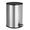 Songmics Rubbish Bin, 5 L Badeværelsesbakke, stålpedalbakke, med indre spand, blødt tæt låg og håndtag til badeværelse, toilet, sølv og sort LTB14NL