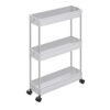 Songmics 3-lags opbevaringsvogn, køkkenvogn på hjul, smal trolley til køkken badeværelse kontor eller små rum, 42 x 13,5 x 61 cm, hvid KSC007W01