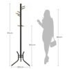 Songmics frakke rack, fritstående metal frakke træ, 11 kroge med træ ender, til frakker, hatte, tasker, 53,5 x 53,5 x 173 cm, sort RCR028B01 - Billede 7