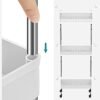 Songmics 3-lags opbevaringsvogn, køkkenvogn på hjul, smal trolley til køkken badeværelse kontor eller små rum, 42 x 13,5 x 61 cm, hvid KSC007W01 - Billede 6