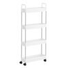 Songmics Storage Trolley, Slim Trolley, 4-lags køkkenopbevaringsvogn, smal gap badeværelse vogn med hjul og håndtag, 40 x 13 x 93 cm, hvid KSC018W01