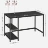 Vasagle LWD047B16 COMPUTER Desk PC Desk Office Table med 2 hylder på højre eller venstre side til kontorets stue stål ramme industriel design sort sort - Billede 4