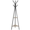 Vasagle Rack Stand, Coat Tree, Hall Tree Free Standing, Industrial Style, med 2 hylder, til tøj, hat, taske, greige og sort RCR016B02