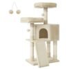 FEANREA PCT141M01 SMÅ KAT Skrabepost med ridserplatforme til Cat Soft Plush 115 cm Fuldt sisal indpakket søjle Beige