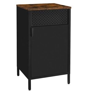 Songmics Storage Cabinet, Floor Cabinet med dør, skænk med justerbar hylde, stålramme, rumbesparende, industriel stil, rustik brun og sort LSC101B01