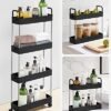 Songmics Storage Trolley, Slim Trolley, 4-lags køkkenopbevaringsvogn, smal gap badeværelse vogn med hjul og håndtag, 40 x 13 x 93 cm, sort KSC018B01 - Billede 7