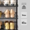 Songmics 8-lags Slim Shoe Rack, skoopbevaringsarrangør Stand, 16-24 par sko, rumbesparende med stor kapacitet, lodret metal sko hyldeopbevaring, 44,6 x 30,5 x 128,5 cm, sort LMR028B01 - Billede 4
