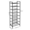 Songmics 8-lags Slim Shoe Rack, skoopbevaringsarrangør Stand, 16-24 par sko, rumbesparende med stor kapacitet, lodret metal sko hyldeopbevaring, 44,6 x 30,5 x 128,5 cm, sort LMR028B01 - Billede 6