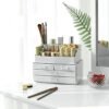 Songmics Cosmetics Organizer, makeup storage holder med 4 skuffer og 16 rum, hvid - Billede 2