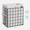 Songmics 90L Vaskeri kurv, sammenfoldelig vaskekurv, vaskeri hæmmer, aftagelig og vaskbar taske, metaltrådramme, til soveværelse badeværelse, sort og hvid LCB190W01 - Billede 7