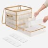 Plastic Christmas Ornament Storage Boxes, 2 Pack Christmas Ball Arrangører, semi-gennemsigtige og gyldne - Billede 4