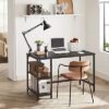 Vasagle LWD047B16 COMPUTER Desk PC Desk Office Table med 2 hylder på højre eller venstre side til kontorets stue stål ramme industriel design sort sort - Billede 3