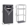Stofgarderobe, Foldegarderobe med Hængestang, Enkelt Tøjstativ, Opbevaringsanordning til Tasker, Legetøj, Sko, Stue, Soveværelse, Garderobe, 75 X 45 X 160 Cm, Grå Bagside83gy - Billede 5