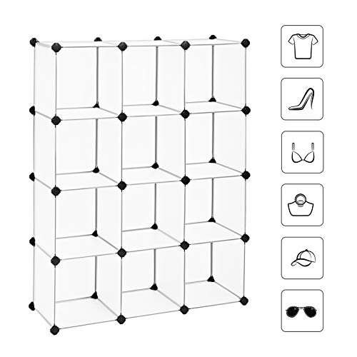Songmics skabskabet, reol, opbevaringsenhed, sammenlåsning af plastiske terninger, let at samle, til stue, skab, soveværelse, kontor, inkluderer gummihaller, hvid LPC34L 4 Songmics skabskabet, reol, opbevaringsenhed, sammenlåsning af plastiske terninger, let at samle, til stue, skab, soveværelse, kontor, inkluderer gummihaller, hvid LPC34L - Billede 4