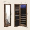 Songmics Jewellery Cabinet Armoire, låsbar vægmonteret opbevaringsarrangørenhed til halskædeørering, med spejl og forskellige rum, rustik brun JJC93CB - Billede 6