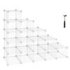 Songmics Modular Shoe Rack 15 terninger, DIY -hylde med metalnetpaneler, garderobeskabet Hallway Soveværelse inkluderer gummi -gavel, hvid, LPI44WS