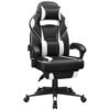 Songmics Racing Gaming Stol, Justerbar kontorstol med fodstøtte, ergonomisk design, vippemekanisme, nakkestøtte, lumbale support, 150 kg vægtkapacitet, sort og hvid OBG73BW