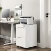 Songmics Mobile File Cabinet, med 2 skuffer, lås, til kontordokumenter, suspenderede mapper, forudmonteret, 39 x 45 x 69,5 cm (L X W X H), White OFC052W01 - Billede 3