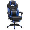 Songmics Gaming Stol, Office Racing Stol med fodstøtte, ergonomisk design, justerbar nakkestøtte, lændehvirveltilpasning, 150 kg vægtkapacitet, sort og blå OBG77BU