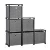 Stigeopbevaringsenhed, 6 Kuber med 6 Opbevaringsskuffer, Gør-det-selv-garderobeorganisator, Multifunktionel med Modulopbygget Design, Robust Metalramme, Inkluderer Gummihaller, 105 X 30 X 105 Cm, Sort