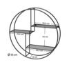 Songmics Industrial Metal Wall hylde, rund flydende hylde med 3 metalnetpaneler, med 2 skruer, 55 dia. X 12 cm, til stue, kontor, køkken, dekoration, sort LFS01BK - Billede 5