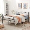 Vasagle dobbeltseng ramme metal seng ramme passer 140 x 190 cm madras gæst seng let samling sort rmb073b01 - Billede 2