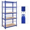 Songmics-hylderenhed, 5-lags kraftig opbevaringsstativ med justerbare hylder, max. Belastning 875 kg (175 kg pr. Tier), til garage, skur, kælder, 180 x 90 x 40 cm, blå GLR40Q - Billede 6
