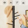 Songmics frakke rack, fritstående metal frakke træ, 11 kroge med træ ender, til frakker, hatte, tasker, 53,5 x 53,5 x 173 cm, sort RCR028B01 - Billede 4
