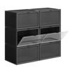 Songmics -skobokse, pakke med 6 stable skoarrangører med klar dør, plastskoopbevaring til britisk størrelse 11, 36 x 28 x 22 cm, sort LSP06CB